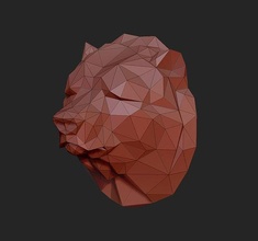 poli testa orso geometrico origami astratto statua grizzly poligonale arte sculture 3d print model - Mito3D