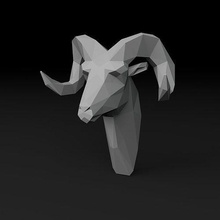 escuela politécnica cabeza ram origami geométrico resumen estatua oveja animal arte figurilla esculturas 3d print model - Mito3D