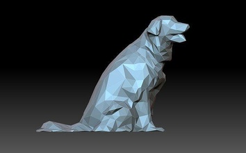 poli labrador origami resumo arte figura estátua escultura geométrico cão animal poligonal esculturas 3d print model - Mito3D