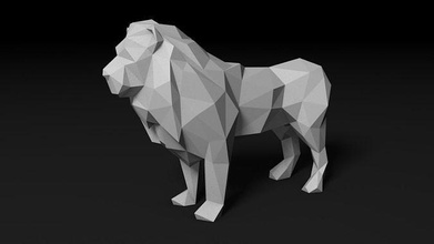 poli leon leão origami geométrico arte triângulo resumo deco estátua áfrica 3d print model - Mito3D