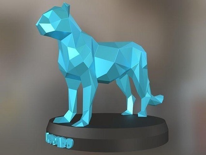 poly leopard animal low poly polygon polygonal leopard cat cute print printable 3dprint contamporary geometry geometric nature toy statue art sculptures cat statue cute animal cute cat  3d print model - Mito3D