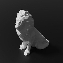 poly lion 3d printing forme abstrait moderne nature statue conception art déco polygone polygonal origami géométrique sculpture impression plat dessin animé sculptures 3d print model - Mito3D