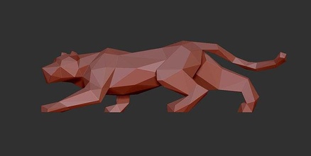 poly panther bull origami triangle geometric animal leopard tiger lowpoly figurine art sculptures 3d print model - Mito3D