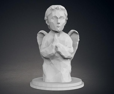 poly beten engel statue gesichtspunkt estatua skulptur escultura auflösung kind religion katholizismus vertrauen kunst skulpturen 3d print model - Mito3D