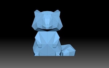 poli procione poligonale gatto origami geometrico astratto animale statua figurina coon lowpoly arte sculture 3d print model - Mito3D