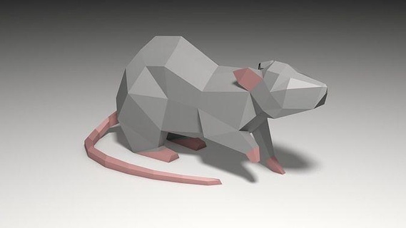 poly rat mouse animal origami lowpoly figurine polygonal art sculptures 3d print model - Mito3D