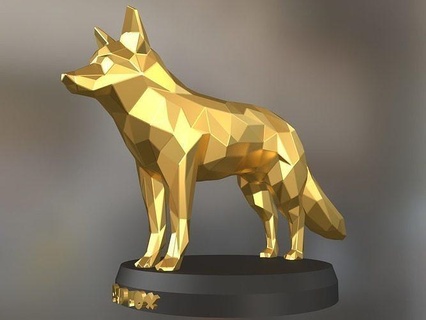 poly red fox animal low polygon polygonal lowpoly redfox dog cute toy statue print 3dprint printable contemporary geometry geometric mammal art sculptures 3d print model - Mito3D