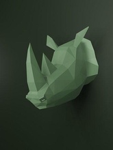 escuela politécnica rinoceronte cabeza montado escultura impresión animal decoración casa montar pared diseño 3d zbrush imprimible papercraft origami arte esculturas 3d print model - Mito3D
