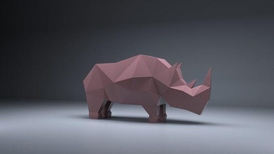 poly rhinocéros modèle origami 3d impression lowpoly papercraft papier pepakura 3dprint sculpture art intérieur sculptures loisir diy statue 3d print model - Mito3D