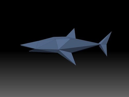 poli Köpekbalığı düşük hayvan deniz okyanus balık Japon kağıt katlama sanatı çokgen heykelcik Sanat heykeller 3d print model - Mito3D