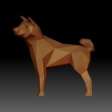 poli shiba inu origami shibainu estatueta cão cachorros geométrico resumo dodgecoin escultura estátua animal arte esculturas 3d print model - Mito3D