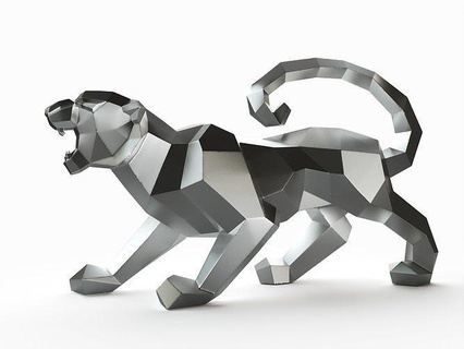 poli kaplan heykel 3d Yazdır model Leon anıt kedi heykelcik yazıcı sahne panter Yavru minyatür aslan dişi minyatürler figürinler Sanat heykeller puma 3d print model - Mito3D