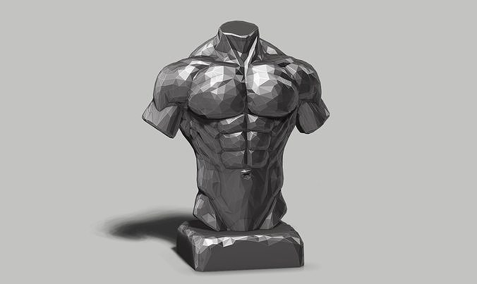 poly torso 3d print model man men male sculpture body atletic ancient greek anatomy printing art artistic base adobe challenge pbr interior design sculptures 3D print model - Mito3D