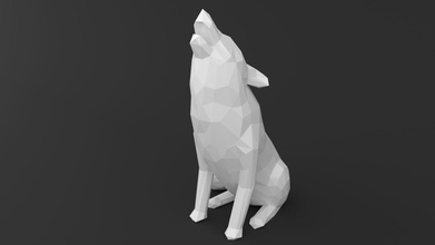 poly wolf - 3d print model howling lowpoly animal wild canine art sculpture toy figure 3dprinting creature games toys 3d print model - Mito3D