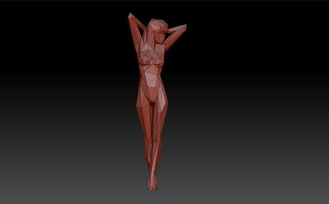 poli donna umano figura origami astratto statua figurina scultura lowpoly arte sculture 3D print model - Mito3D