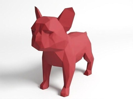 polygon bulldog puppy animal animals dog bull pet low poly polygonal fdm sla dlp print printer 3dprint printable miniature toy art sculptures 3d print model - Mito3D