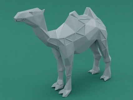 polygon camel animals animal low poly polygonal fdm sla dlp print printer 3dprint printable miniature sculpt sculpter art sculptures 3d print model - Mito3D