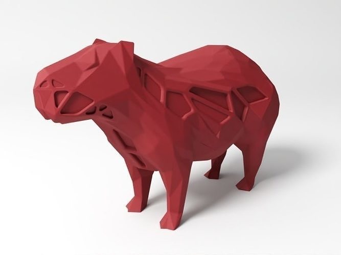 poligono capibara animale animali selvaggio domestico Basso poli poligonale fdm sla dlp Stampa stampante 3dprint stampabile miniatura giocattolo giocattoli scolpire arte sculture 3D print model - Mito3D