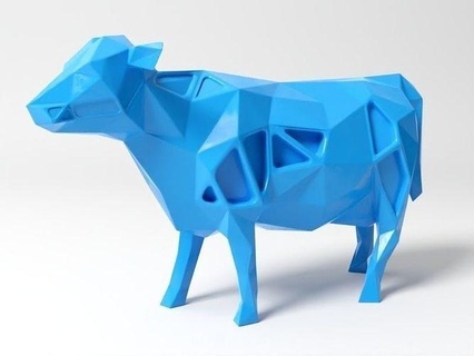 polygon cow animal animals cow cute wild pet farm low poly polygon polygonal fdm sla dlp print printer 3dprint printable miniature toy art sculptures  3d print model - Mito3D