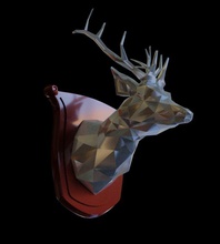 polygon deer bust statue wall stag elk hunter 3dprint model art 3d print model - Mito3D