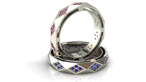 Polygon Ring Schmuck Ringe Gold druckbar Diamant Juwel Engagement Weiß engagem Stein Goldring 3dmodeling 3d print model - Mito3D