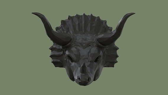 çokgen stil kafatası 3dprint 3d Yazdır model hayvan heykel Boynuz boynuzlu Sanat heykeller 3d print model - Mito3D