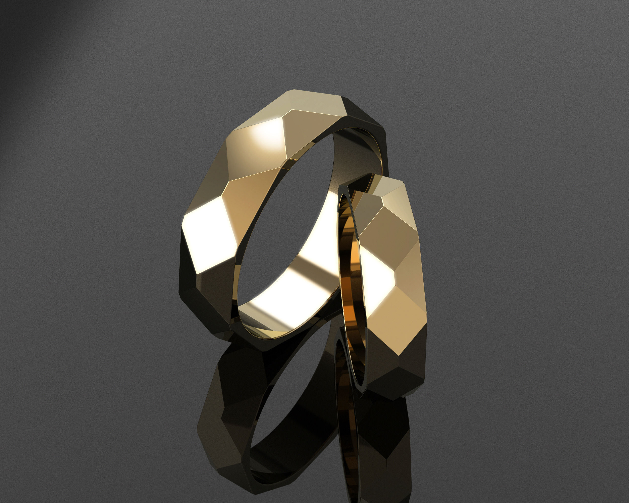 poligono di anelli nozze gioielli matrimonio gioiello disco platino oro moda 3D print model - Mito3D