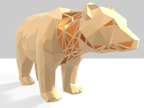 polygonal bear parametric animal poly lowpoly polygon toy statue mammal sculpt sculpture geometry geometric shape nature art sculptures 3d print model - Mito3D