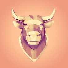polygonal bull trophy -- ready 3d printing cow animal cartoon art statue sculpture design poly print origami sculpt lowpoly polygon ox bison head abstract sculptures 3d print model - Mito3D