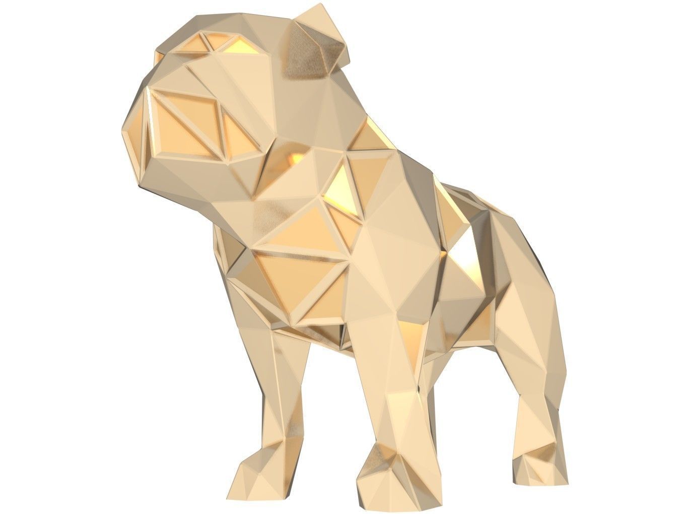 polygonal bulldog parametric animal poly lowpoly polygon toy toys gold statue print printable cute decorate sculpt art sculptures 3D print model - Mito3D