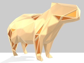 polygonal capybara parametrisch tier poly lowpoly polygon niedlich gold spielzeug statue geometrie säugetier bildhauerei natur kreatur kunst skulpturen 3d print model - Mito3D