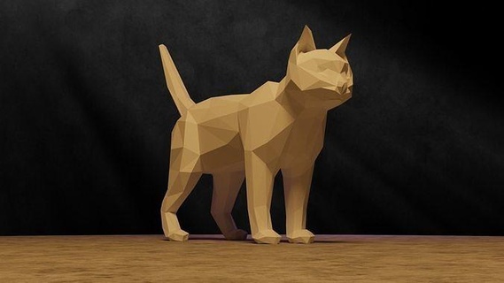 poligonal gato animal gatinha mamífero 3d impressão selvagem esculturas arte tampo mesa mostruário 28mm 3d print model - Mito3D