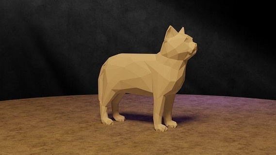 poligonale gatto animale domestico gattino selvaggio sculture 3d stampabile Stampa capace arte tavolo vetrina 28mm 3d print model - Mito3D