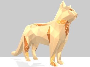 polygonal cat printable animal poly polygon statue gold toy sculpt print cute decorate parametric creature sculpture art sculptures 3d print model - Mito3D