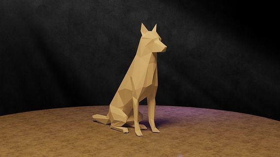 poligonal cão animal cachorro 3d impressão imprimível esculturas caça procriar arte tampo mesa mostruário 28mm 3d print model - Mito3D