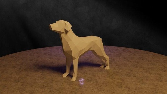 poligonal cão animal cachorro gatinha 3d impressão imprimível arte esculturas tampo mesa tabela 28mm socase 3d print model - Mito3D