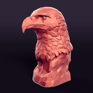 polygonal eagle bust art style statue sculpture figurine design print low poly lowpoly bird falcon hawk abstract modern geometric head polygon sculptures 3d print model - Mito3D