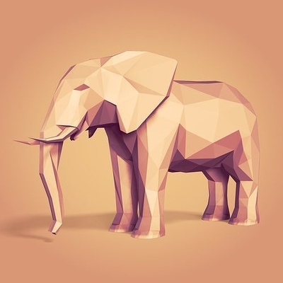 polygonal elephant statue cartoon animal style flat design print sculpture figurine poly origami sculpt lowpoly polygon modern statuette abstract art sculptures 3d print model - Mito3D