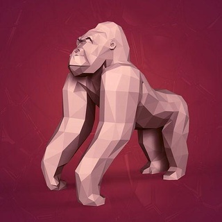 poligonale gorilla figurina animale cartone animato arte stile statua scultura design Stampa scolpire poligono Basso poli lowpoly scimmia astratto origami geometrico sculture 3d print model - Mito3D