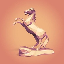 polygonal pferd statue bereit 3d drucken stand tier karikatur kunst stil skulptur figur design poly origami bildhauerei lowpoly polygon papier statuette skulpturen 3d print model - Mito3D