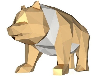 polygonal panda printable animal low poly lowpoly polygon cute gold print toy toys statue geometric shape silver art sculpt contemporary sculptures 3d print model - Mito3D