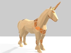 polygonal unicorn parametric animal poly polygon lowpoly horse statue toy mammal geometri print printable gold creature art sculptures 3d print model - Mito3D