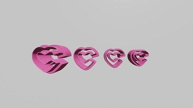 polymer clay cutters- heart hearts cutters valentine day love romance cupid fashion earrings shoes 3d print model - Mito3D