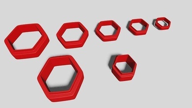 polymeric clay cutters- set printable geometric shape ring fashion 3d print model - Mito3D