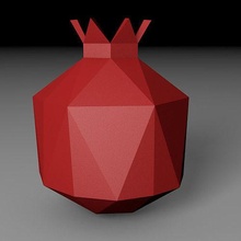 melograno corona geometrico origami arte design deco frutta lowpoly poli sculture 3d print model - Mito3D