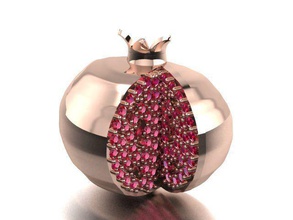 pomegranate necklace earrings nar fruit food 3d 3ddesign design matrix rhinoceros rhino jewellery jewel exotic gem earring jewelry 3d print model - Mito3D