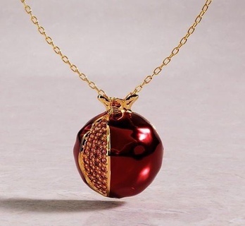 pomegranate pendant gold jewelry enamels diamonds 3dprint necklace printable pendants jewellery jewel diamond sapphire 3d print model - Mito3D