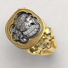pomelnikov império anel de réplica jóias duas pontas águia real rico pesado mens brasão russo anéis 3d print model - Mito3D