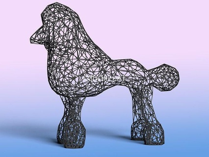 poodle - wire art resin printing 3d printer home decor modern printed statue sculpture animal ethereal sophisticated intricate design graceful house furniture 3d print model - Mito3D