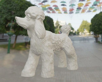 poodle padrão poodle padrão poodle real chien cão arte esculturas 3d print model - Mito3D